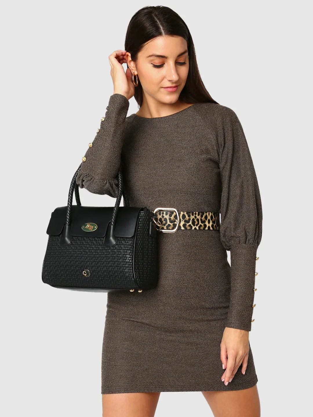 Caprese Andrea Medium Black Office Tote Bag