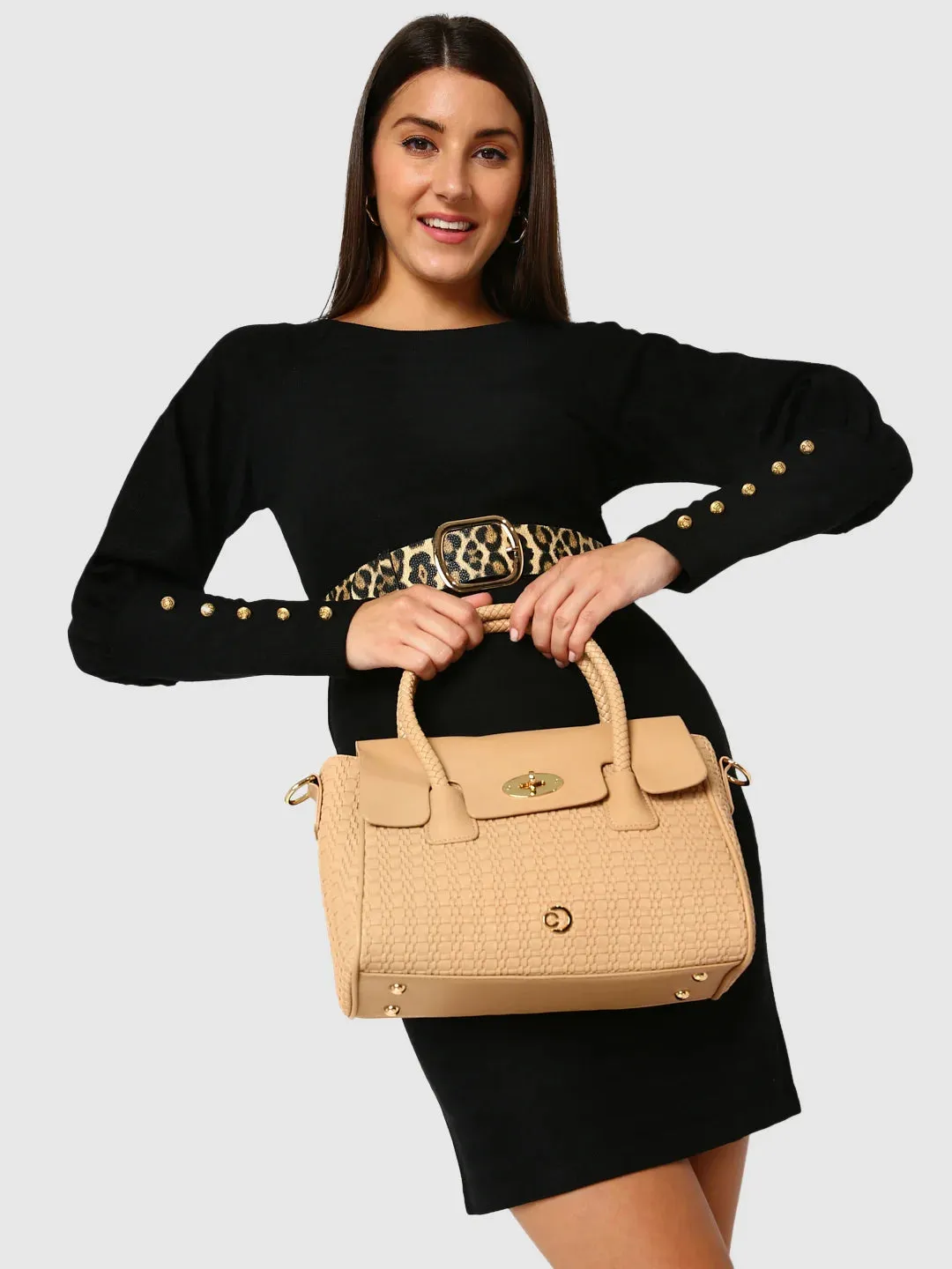 Caprese Andrea Medium Khaki Office Tote Bag