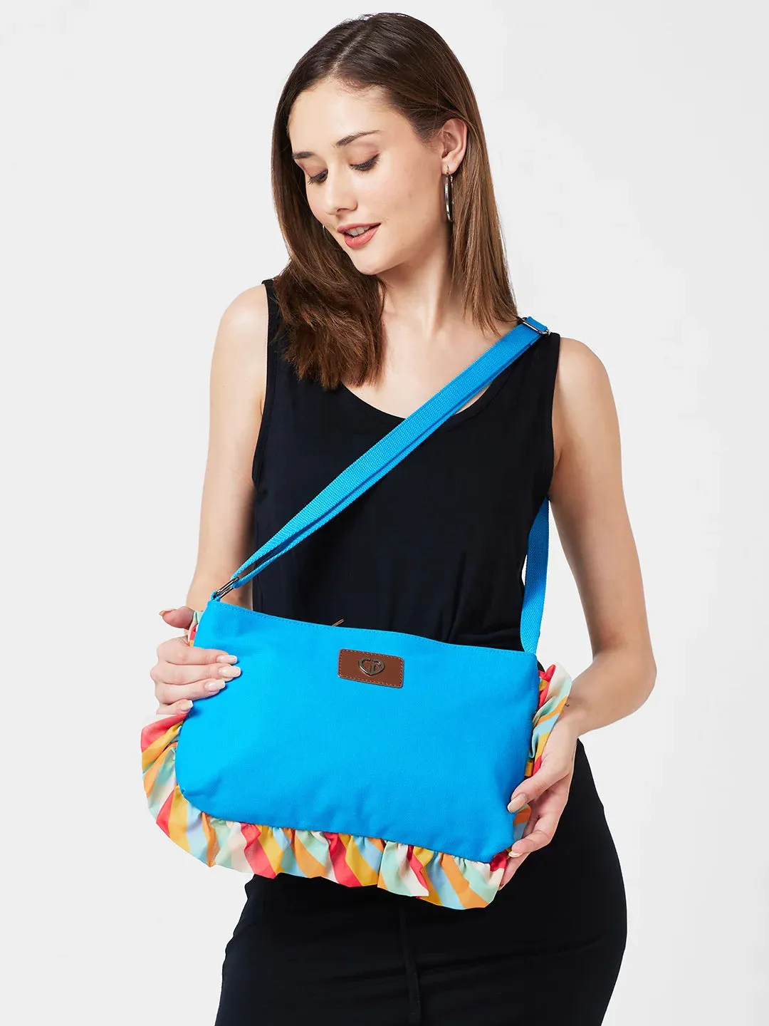 Caprese Oakley Medium Turquoise Sling Bag
