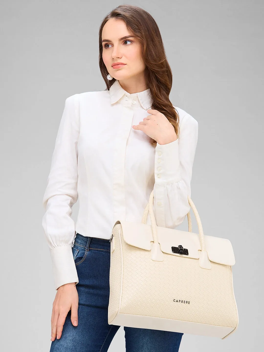 Caprese Renee Medium Beige Satchel Bag