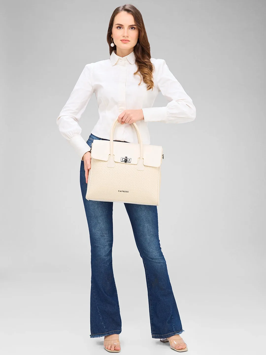 Caprese Renee Medium Beige Satchel Bag
