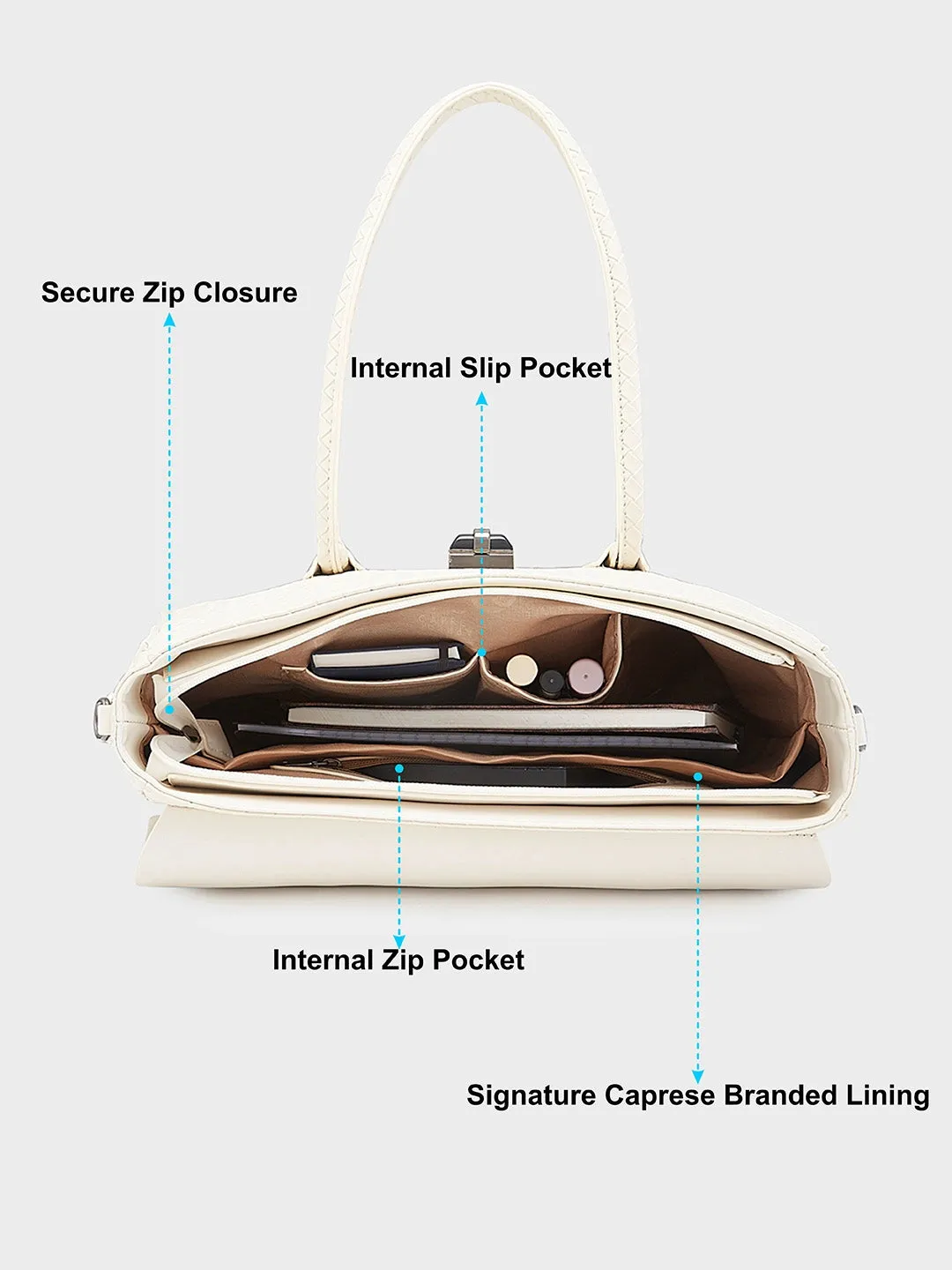 Caprese Renee Medium Beige Satchel Bag