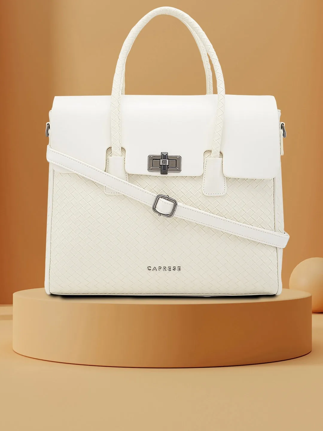 Caprese Renee Medium Beige Satchel Bag