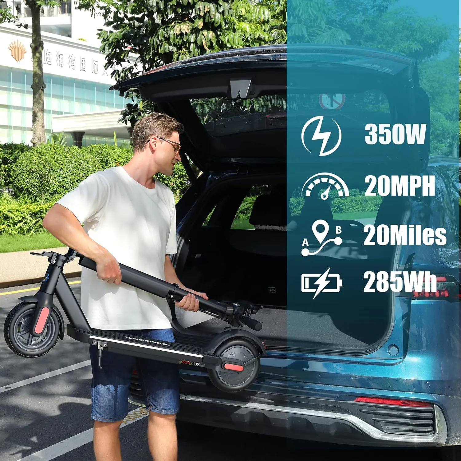 Caroma Electric Scooter, Max 20/25/30 Miles Ranges，350W/500W/750W Powerful Motor Electric Scooter for Adults & Kids，20/25 Mph Top Speed, Folding E Scooter with Dual Braking, Cruise Control