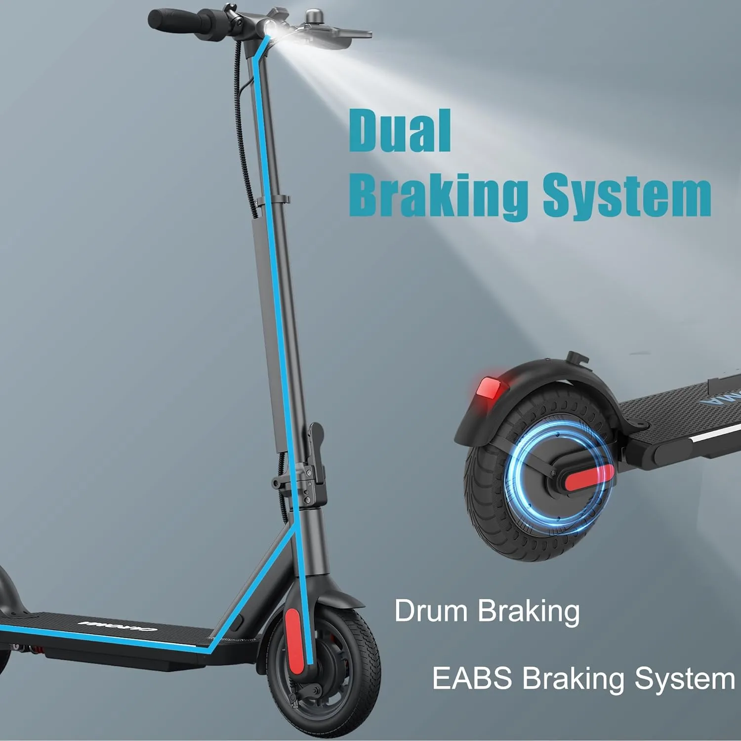 Caroma Electric Scooter, Max 20/25/30 Miles Ranges，350W/500W/750W Powerful Motor Electric Scooter for Adults & Kids，20/25 Mph Top Speed, Folding E Scooter with Dual Braking, Cruise Control