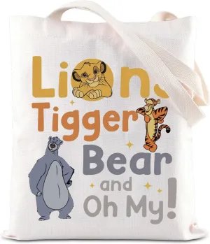 Cartoon Movie Inspired Gift Lion Tiggers And Bears Oh My Tote Bag WDW Magic Gift Family Vacation Trip Handbag