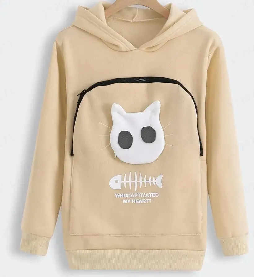 Cat Lovers Hoodie Winter Hoodies Sweatshirt Man Women Animal Cuddle Pouch Hood Pullover Carry Dog Cat Breathable Sweatshirts Hot