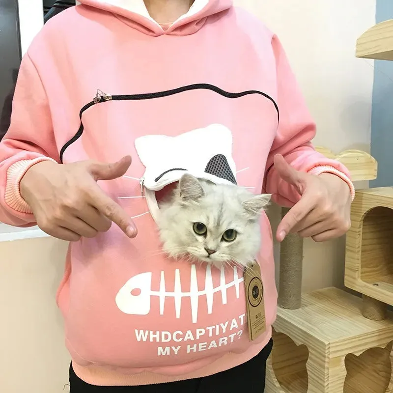Cat Lovers Hoodie Winter Hoodies Sweatshirt Man Women Animal Cuddle Pouch Hood Pullover Carry Dog Cat Breathable Sweatshirts Hot