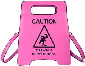 Caution Stop Sign Catwalk in Progress Funny Purse Messenger Bag Shoulder Crossbody Bag for Women