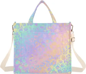 CEBUGI Holographic Leopard Women's Tote Bag Satchel Handbag with Adjustable Shoulder Strap for Work College Travel,M