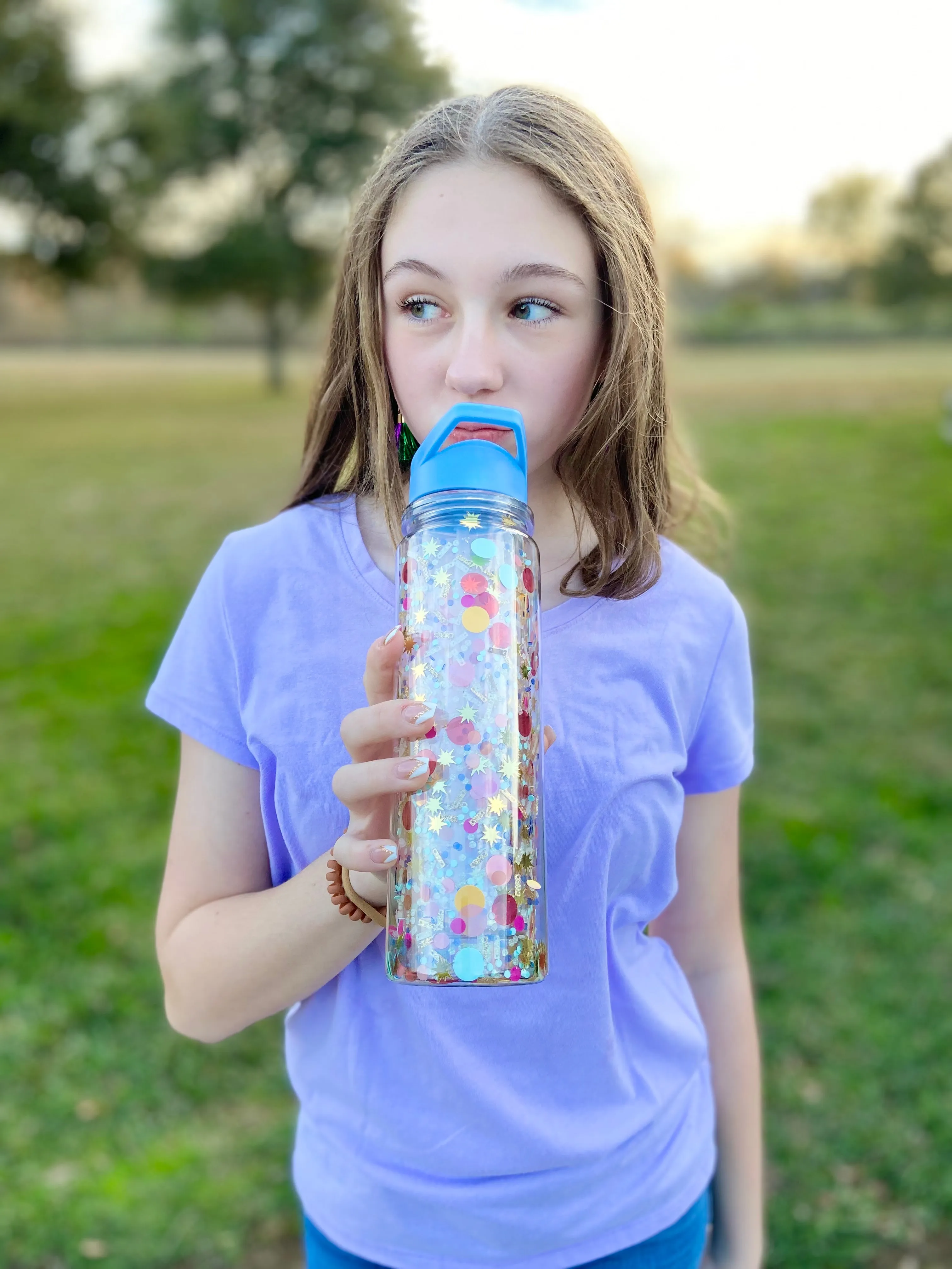 Celebrate Confetti Water Bottle with Straw