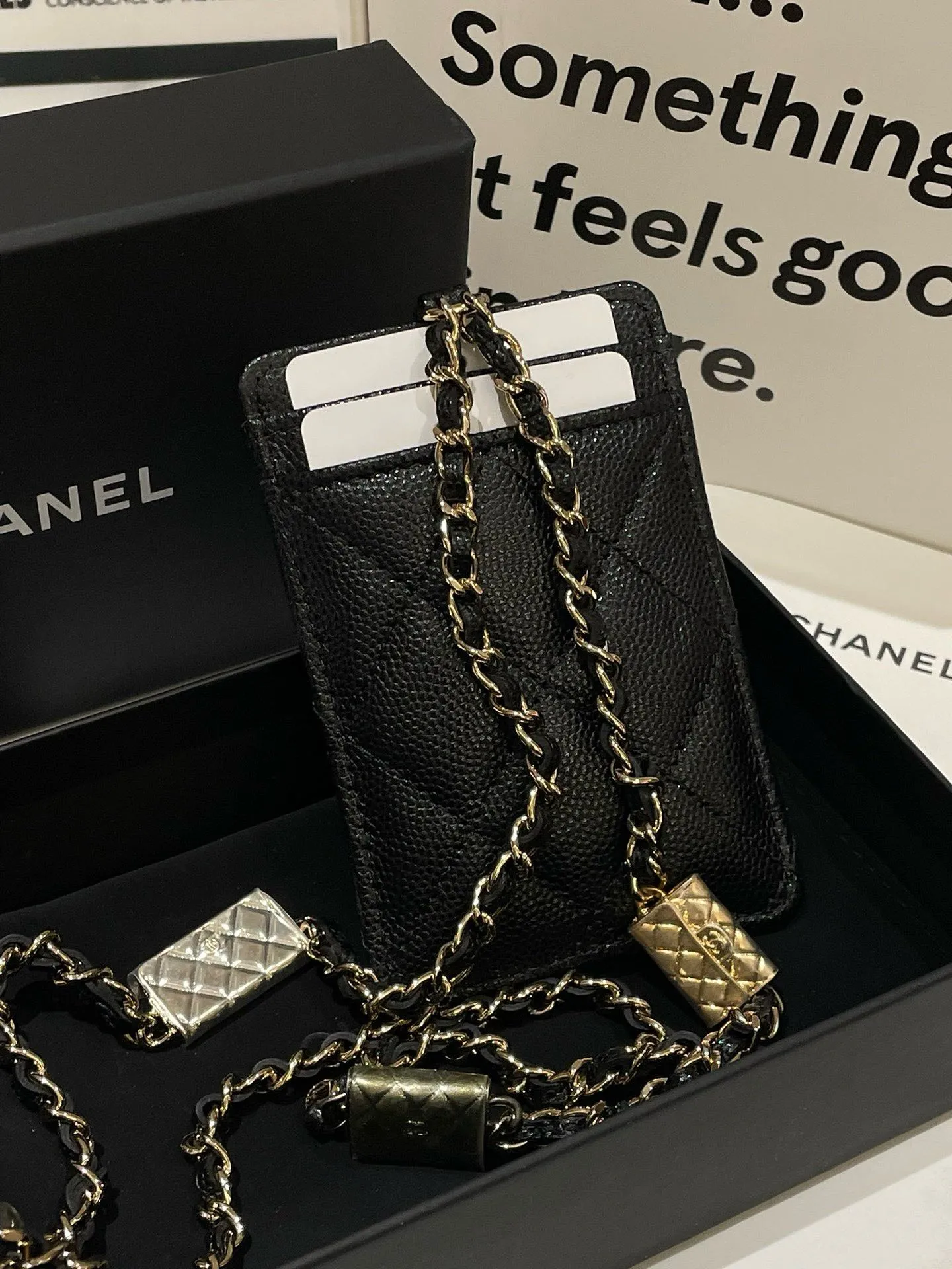 Chain, Chanel Crossbody Bag Holder High-trust Black Leather Caviar Card On Wholesale
