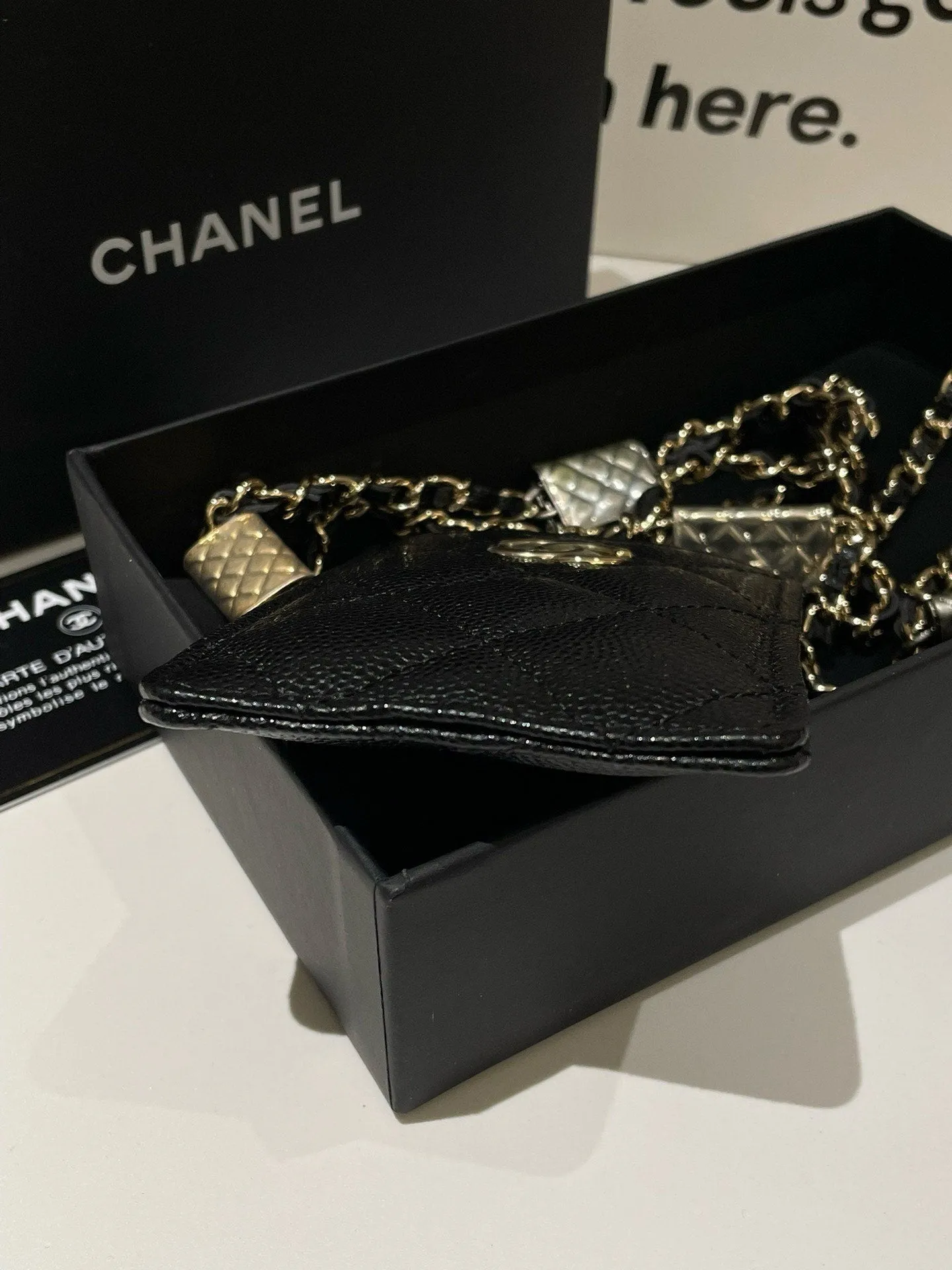 Chain, Chanel Crossbody Bag Holder High-trust Black Leather Caviar Card On Wholesale