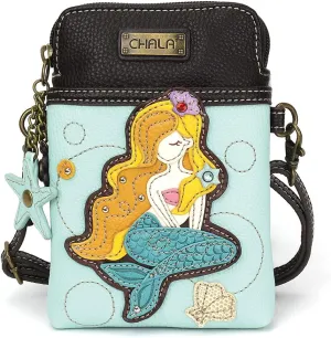 CHALA Cell Phone Crossbody Purse-Women PU Leather/Canvas Multicolor Handbag with Adjustable Strap