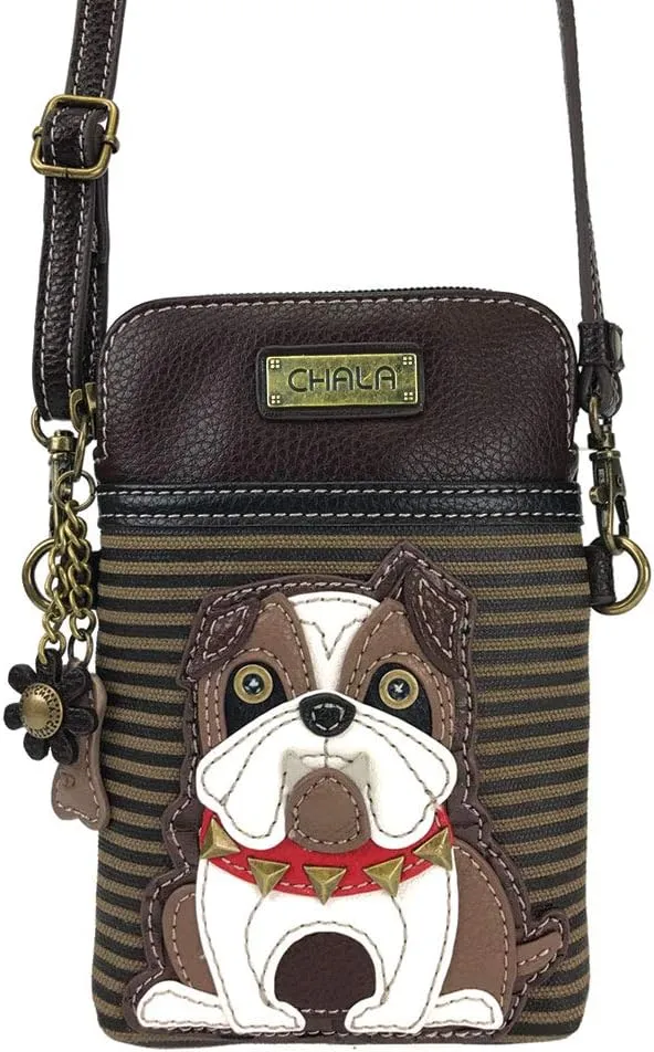 CHALA Cell Phone Crossbody Purse-Women PU Leather/Canvas Multicolor Handbag with Adjustable Strap