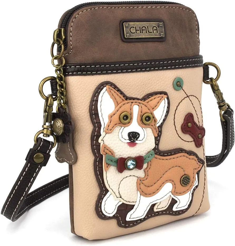 CHALA Cell Phone Crossbody Purse-Women PU Leather/Canvas Multicolor Handbag with Adjustable Strap
