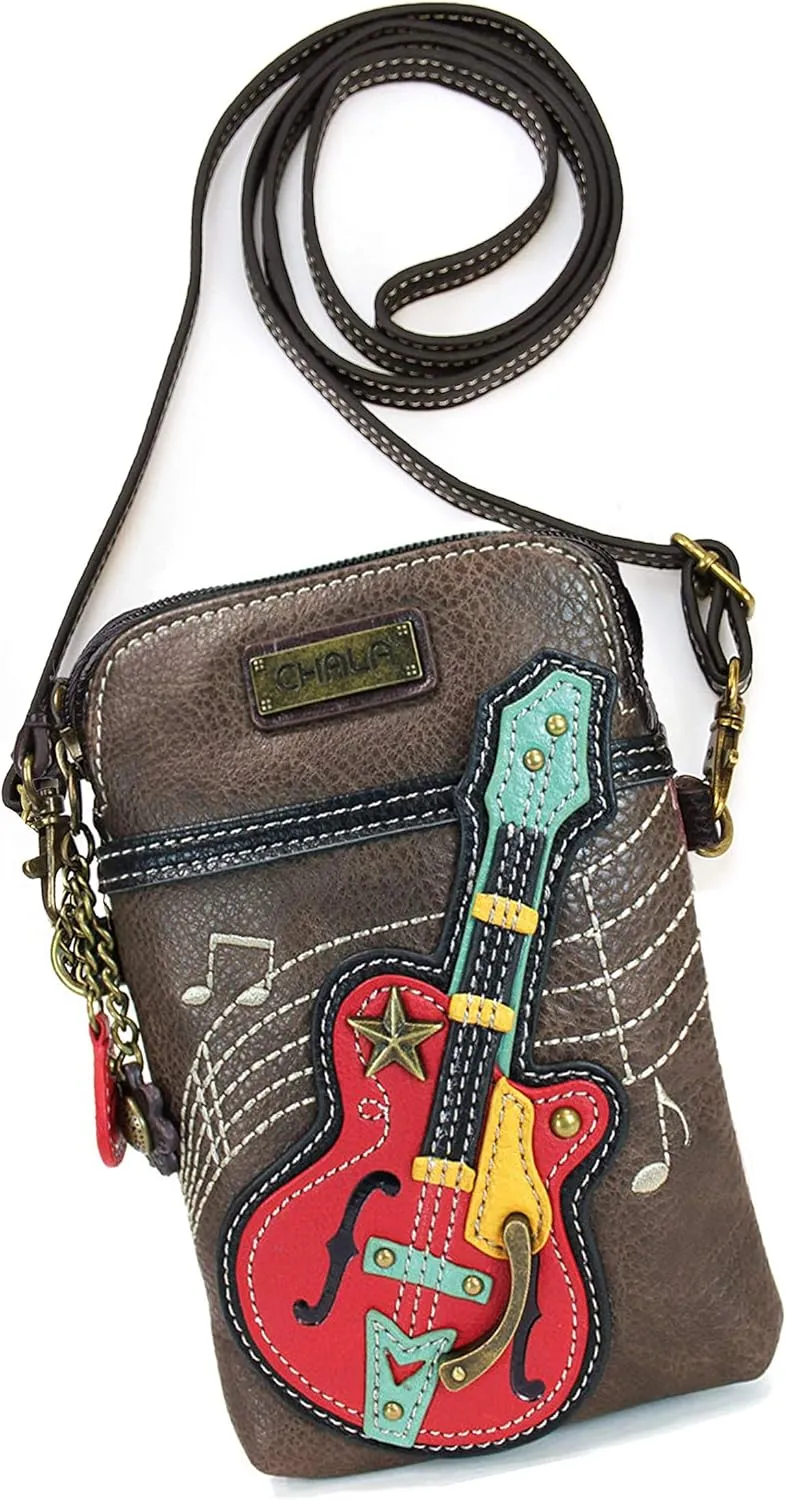CHALA Cell Phone Crossbody Purse-Women PU Leather/Canvas Multicolor Handbag with Adjustable Strap