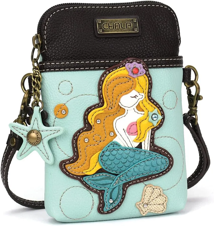 CHALA Cell Phone Crossbody Purse-Women PU Leather/Canvas Multicolor Handbag with Adjustable Strap