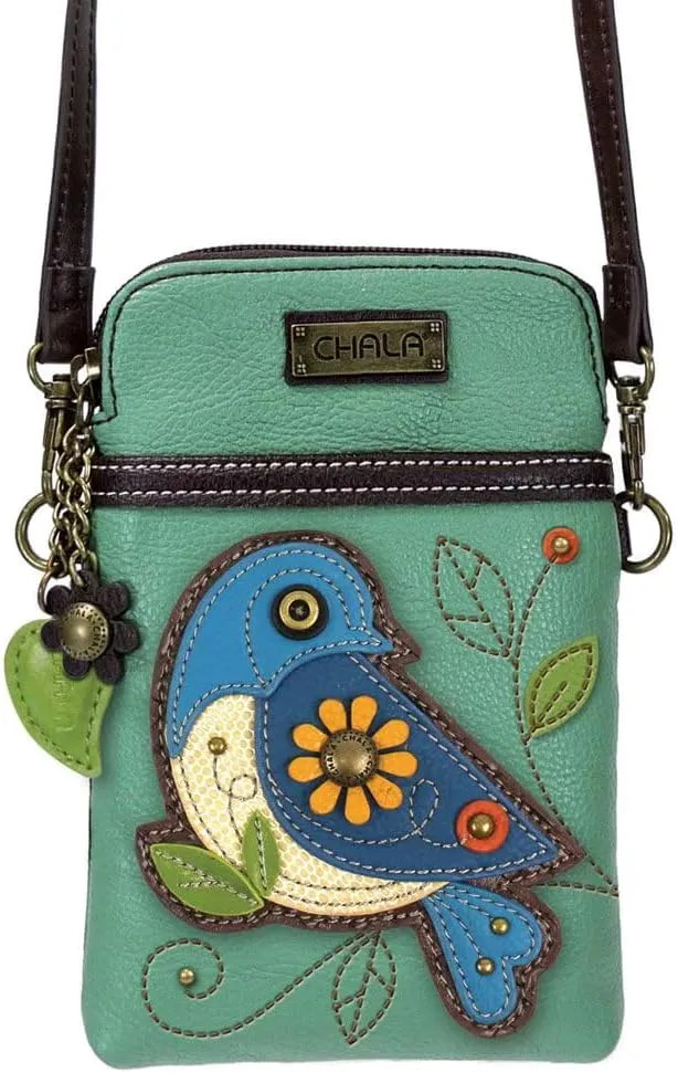 CHALA Cell Phone Crossbody Purse-Women PU Leather/Canvas Multicolor Handbag with Adjustable Strap