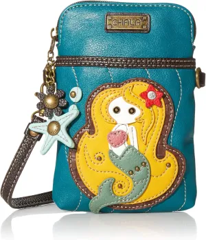 Chala Cellphone Crossbody Handbag Mermaid/Blue, 5 x 7.5 x 1