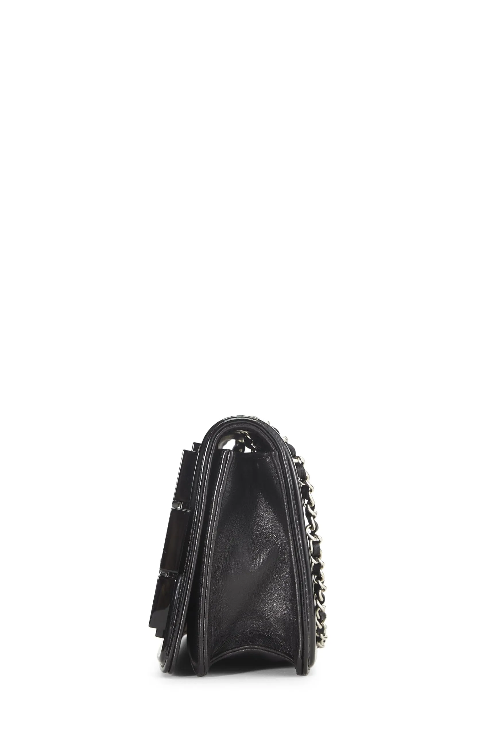 Chanel,  Black Patent Leather Boy Brick Flap, Black