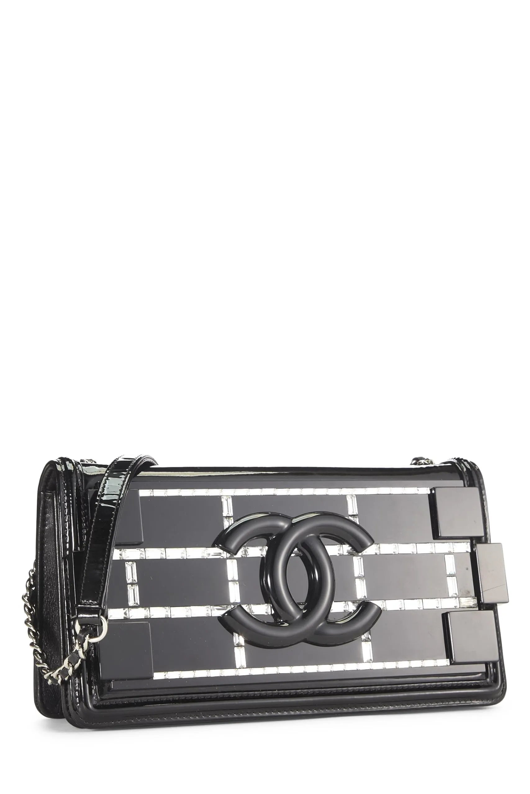 Chanel,  Black Patent Leather Boy Brick Flap, Black