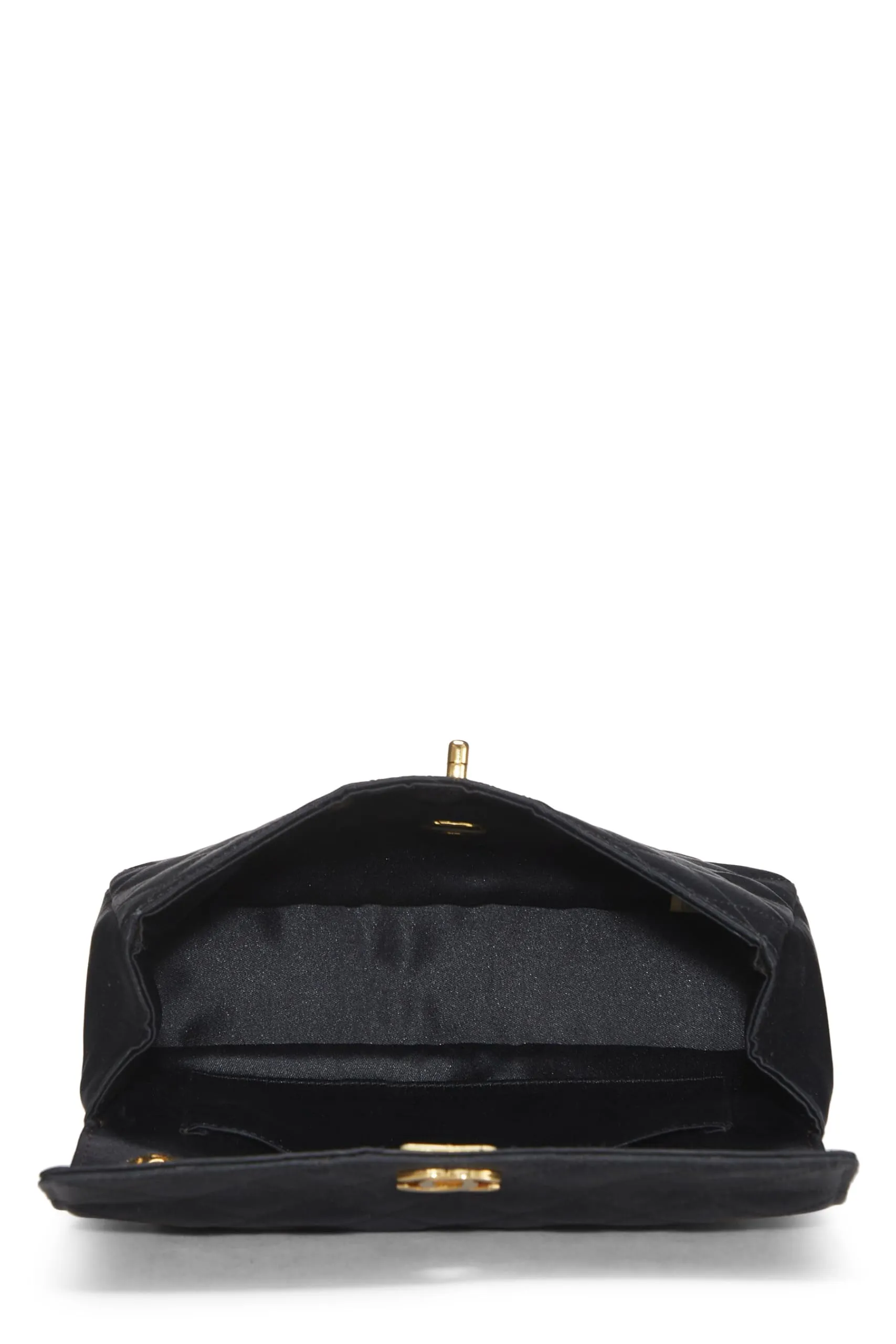 Chanel,  Black Quilted Satin Half Flap Mini, Black