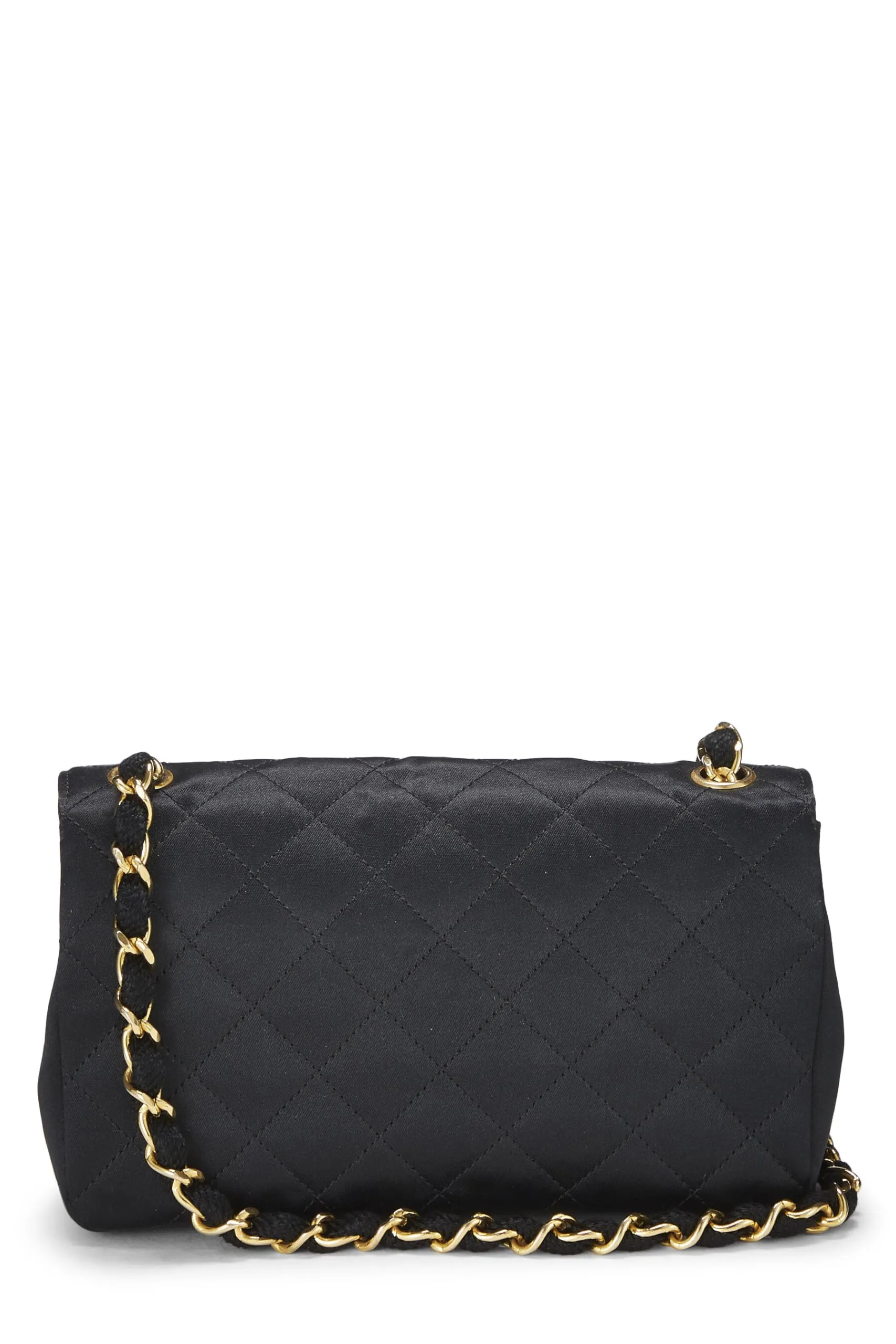 Chanel,  Black Quilted Satin Half Flap Mini, Black
