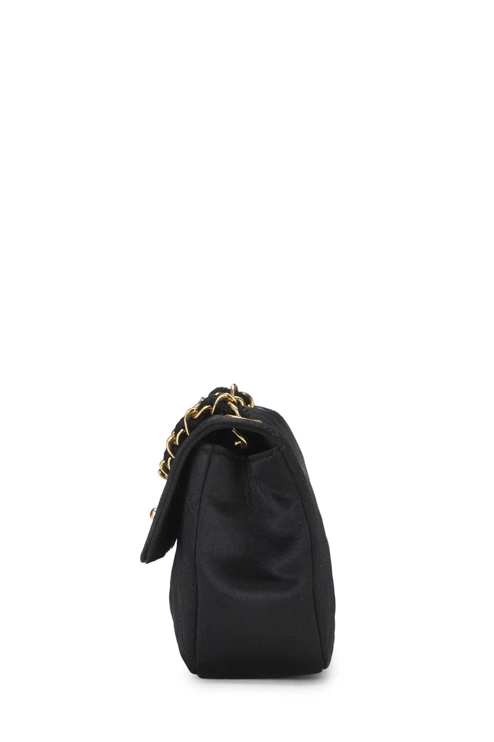 Chanel,  Black Quilted Satin Half Flap Mini, Black