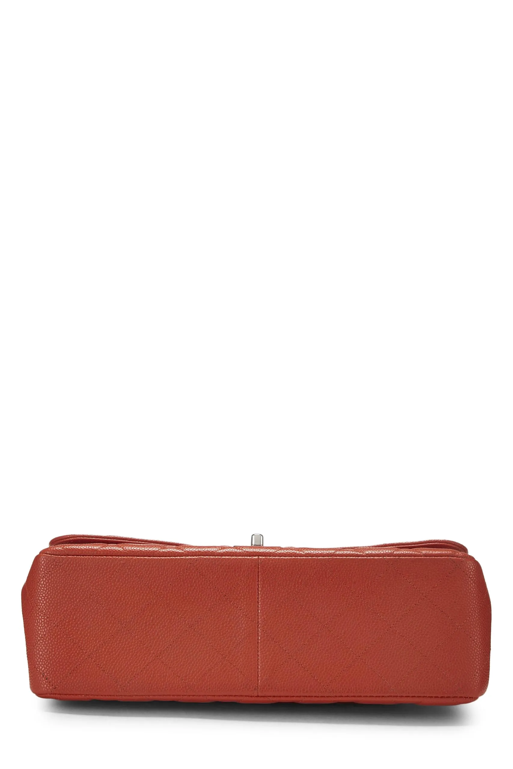 Chanel,  Orange Quilted Caviar New Classic Double Flap Jumbo, Orange