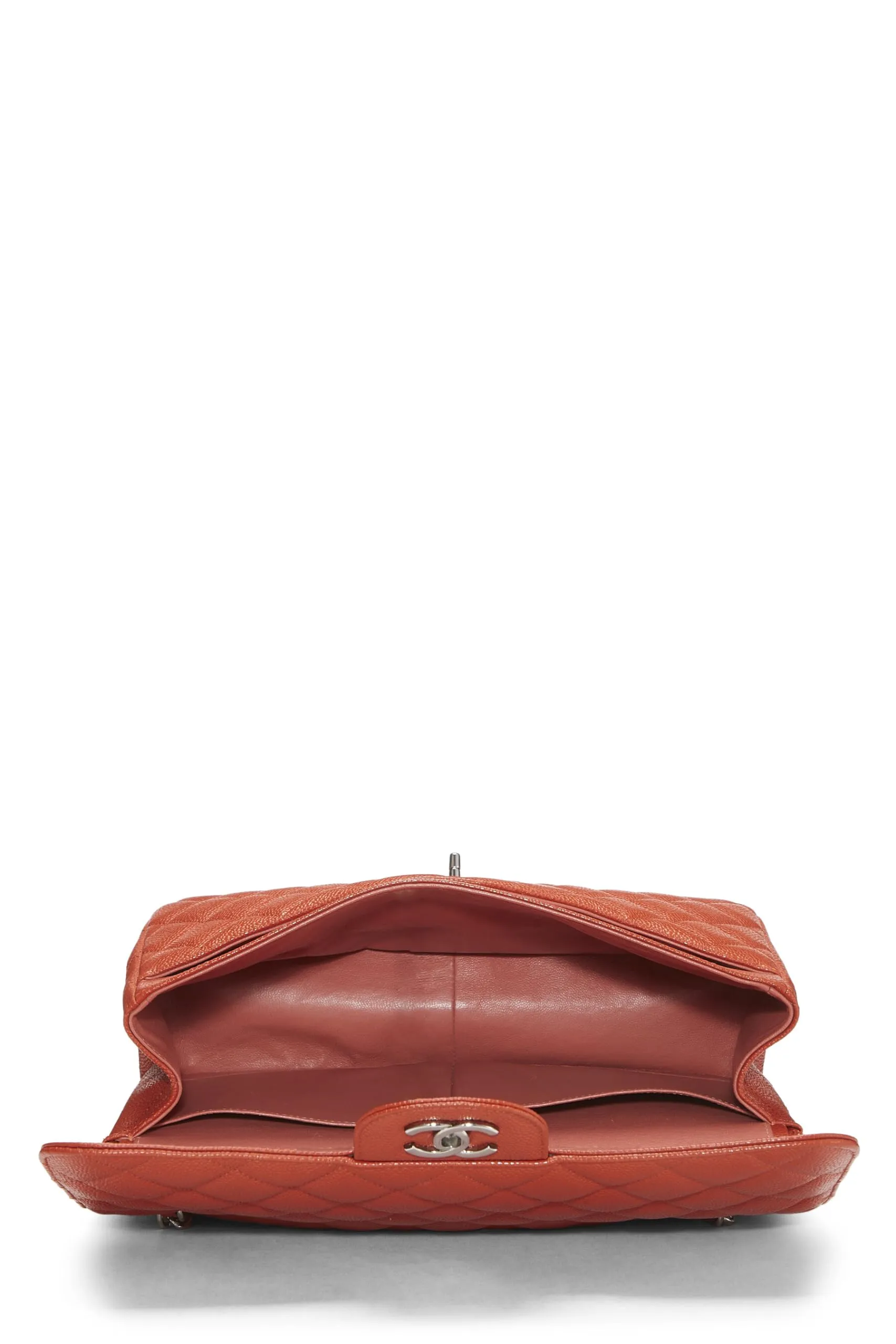Chanel,  Orange Quilted Caviar New Classic Double Flap Jumbo, Orange