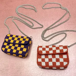 Checkered Beaded Crossbody