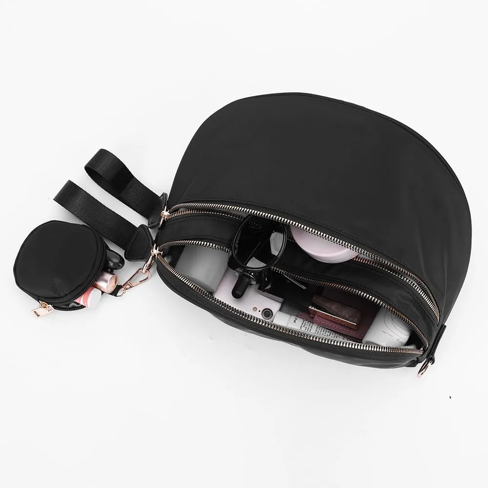 Checkered Bum Bag - Crossbody Checkered Bags for Women Checkerboard Purse Plaid Fanny Pack with Small Purse (B01 Pure Black)