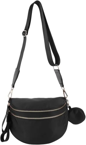 Checkered Bum Bag - Crossbody Checkered Bags for Women Checkerboard Purse Plaid Fanny Pack with Small Purse (B01 Pure Black)