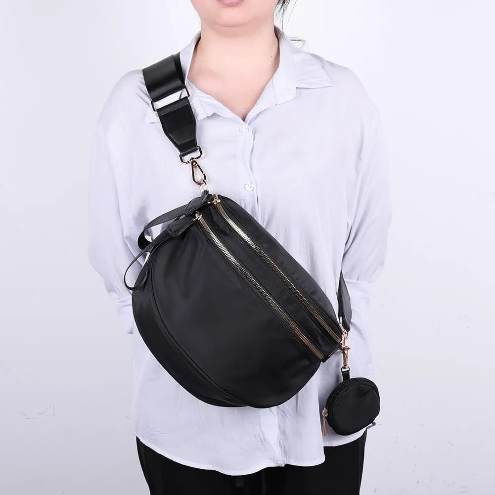 Checkered Bum Bag - Crossbody Checkered Bags for Women Checkerboard Purse Plaid Fanny Pack with Small Purse (B01 Pure Black)