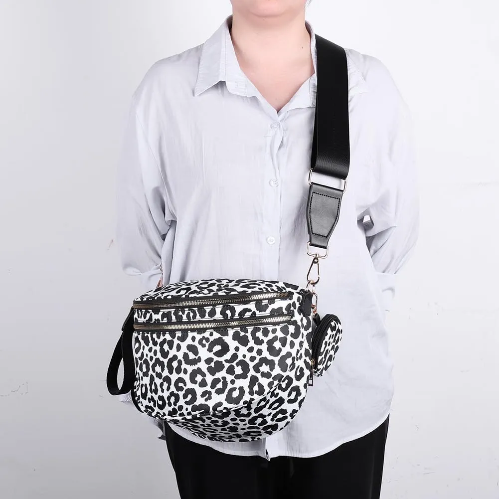 Checkered Bum Bag - Crossbody Checkered Bags for Women Checkerboard Purse Plaid Fanny Pack with Small Purse (D01 Leopard Black)