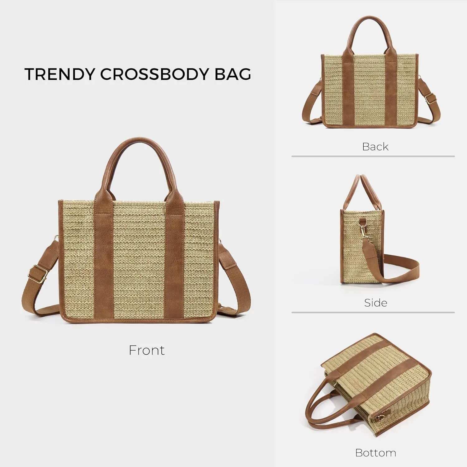 Checkered Crossbody Bag Black and White Purse Canvas Shoulder Bag Casual Tote Handbags for Work Travel