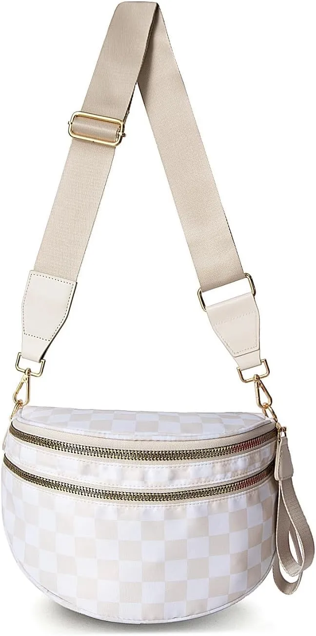 Checkered Crossbody Bag Bum Bags For Women Checkerboard Purse Plaid Pattern Colorblock Fanny Pack