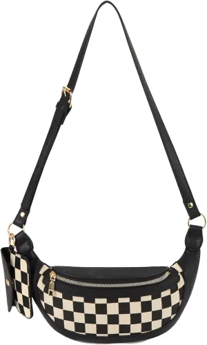 Checkered Crossbody Bag Bum Bags for Women Checkered Purse Plaid Womens Cross Body Purses Checkerboard Fanny Pack
