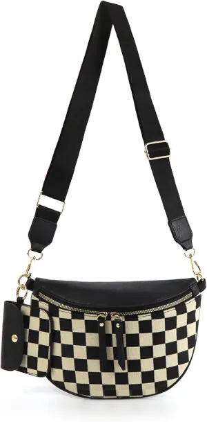Checkered Crossbody Bag Bum Bags for Women Checkered Purse Plaid Womens Cross Body Purses Checkerboard Fanny Pack