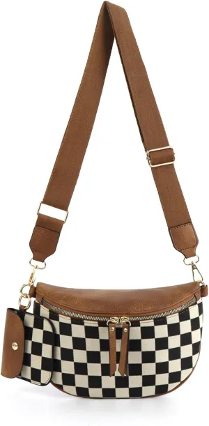 Checkered Crossbody Bag Bum Bags for Women Checkered Purse Plaid Womens Cross Body Purses Checkerboard Fanny Pack