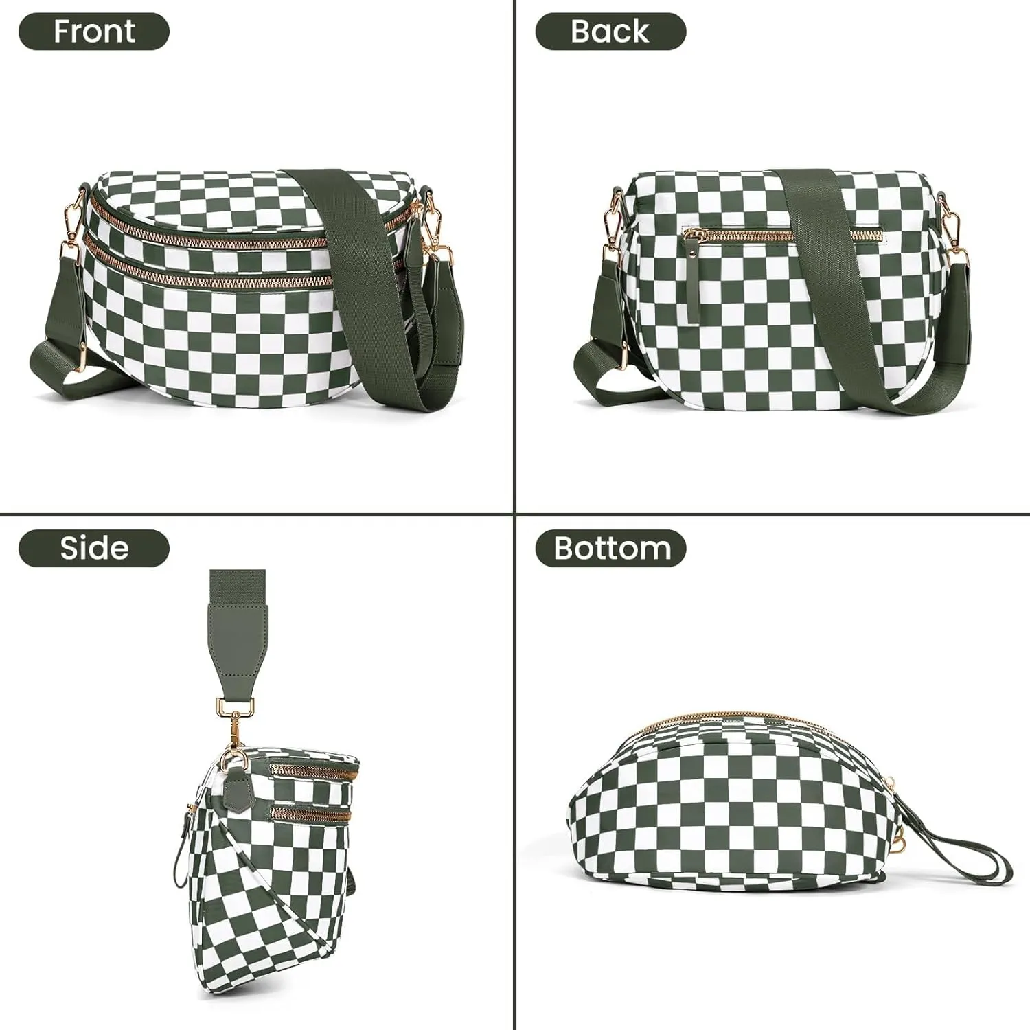 Checkered Crossbody Bag for Women Fanny Packs Shoulder Bum Bag Hobo Purses Handbags for Travel