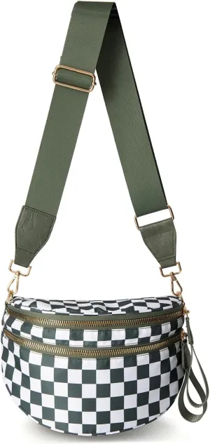 Checkered Crossbody Bag for Women Fanny Packs Shoulder Bum Bag Hobo Purses Handbags for Travel