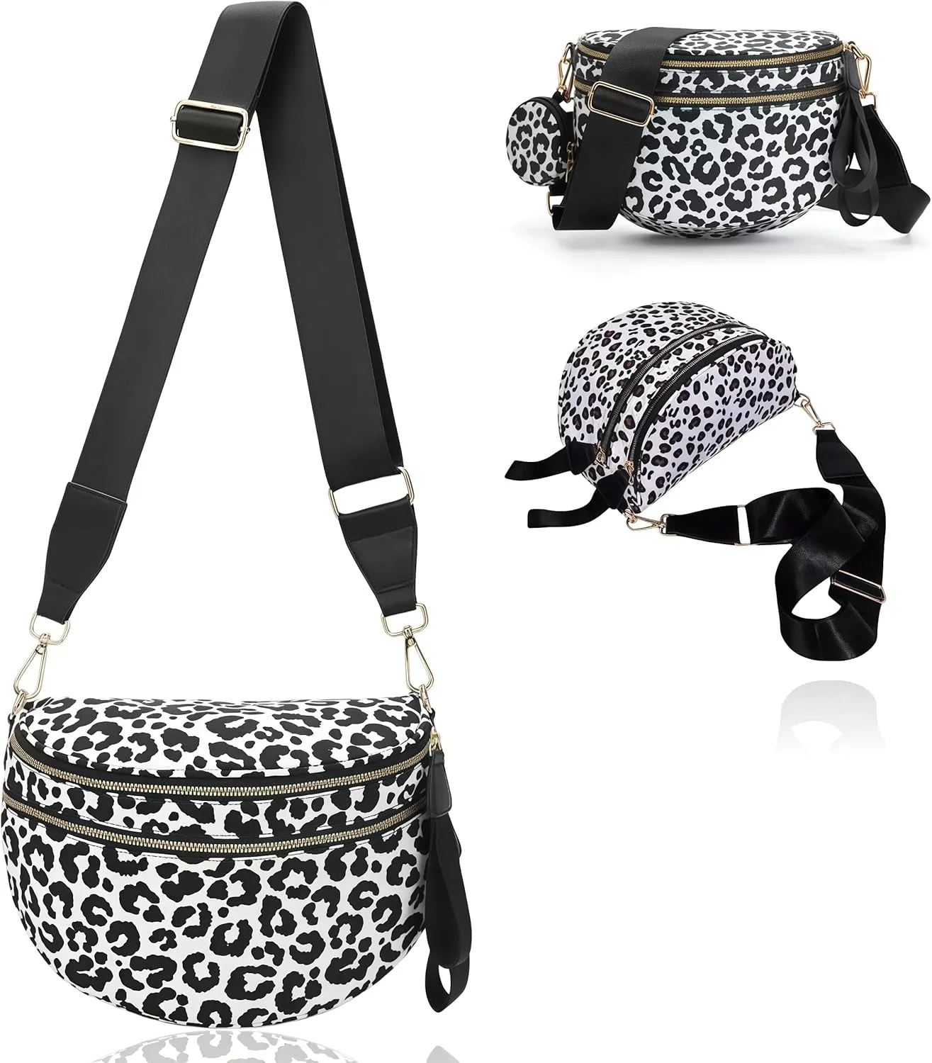Checkered Crossbody Bag for Women - Nylon Sling Bags with Shoulder Strap, Wallets Purse Handbags