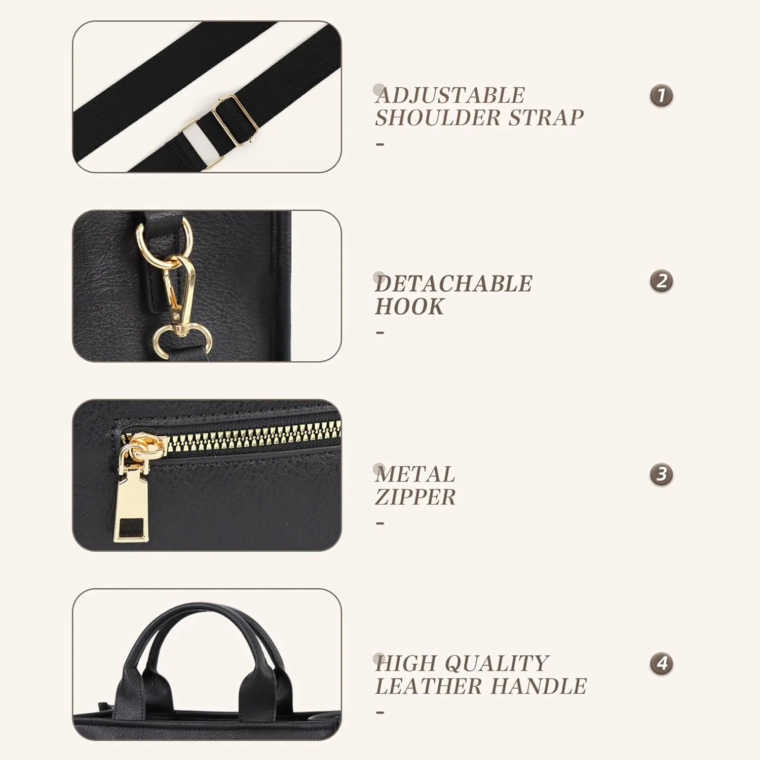 Checkered Crossbody Bag for Women PU Leather Tote Bag Black and White Plaid Pattern Purse Shoulder Bag for Work Travel