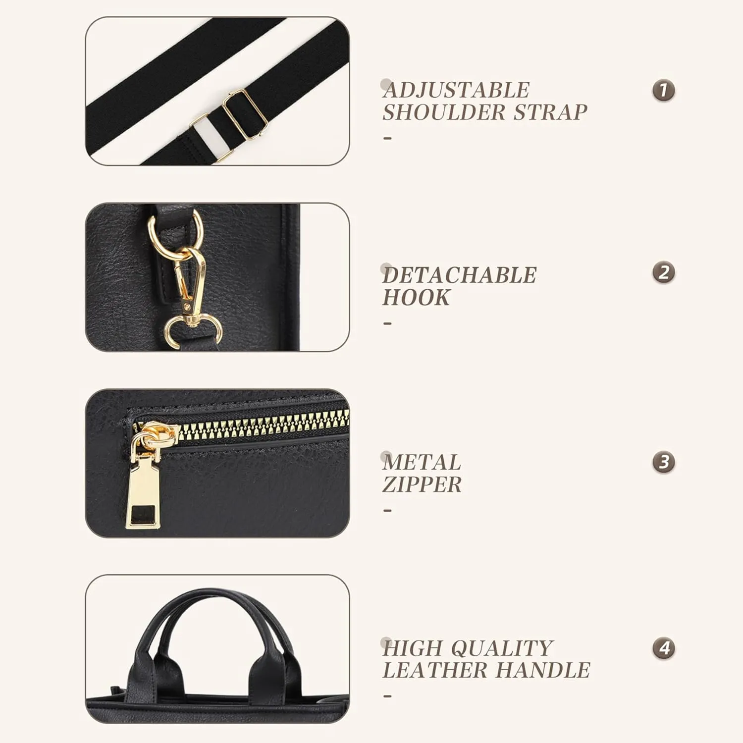 Checkered Crossbody Bag for Women PU Leather Tote Bag Black and White Plaid Pattern Purse Shoulder Bag for Work Travel