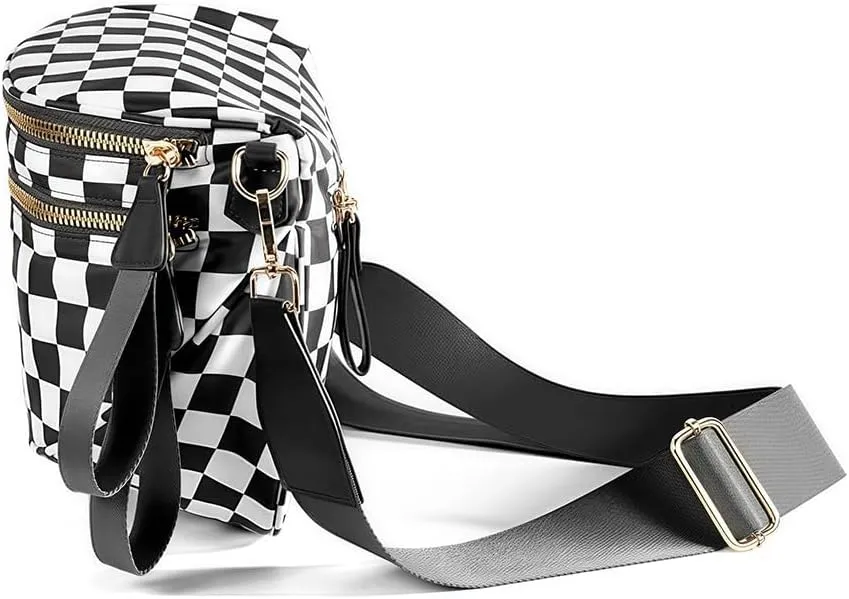 Checkered Crossbody Bag Large Capacity Shoulder Bag for Women 2025 New Checkered Purse Plaid Womens Cross Body Purses
