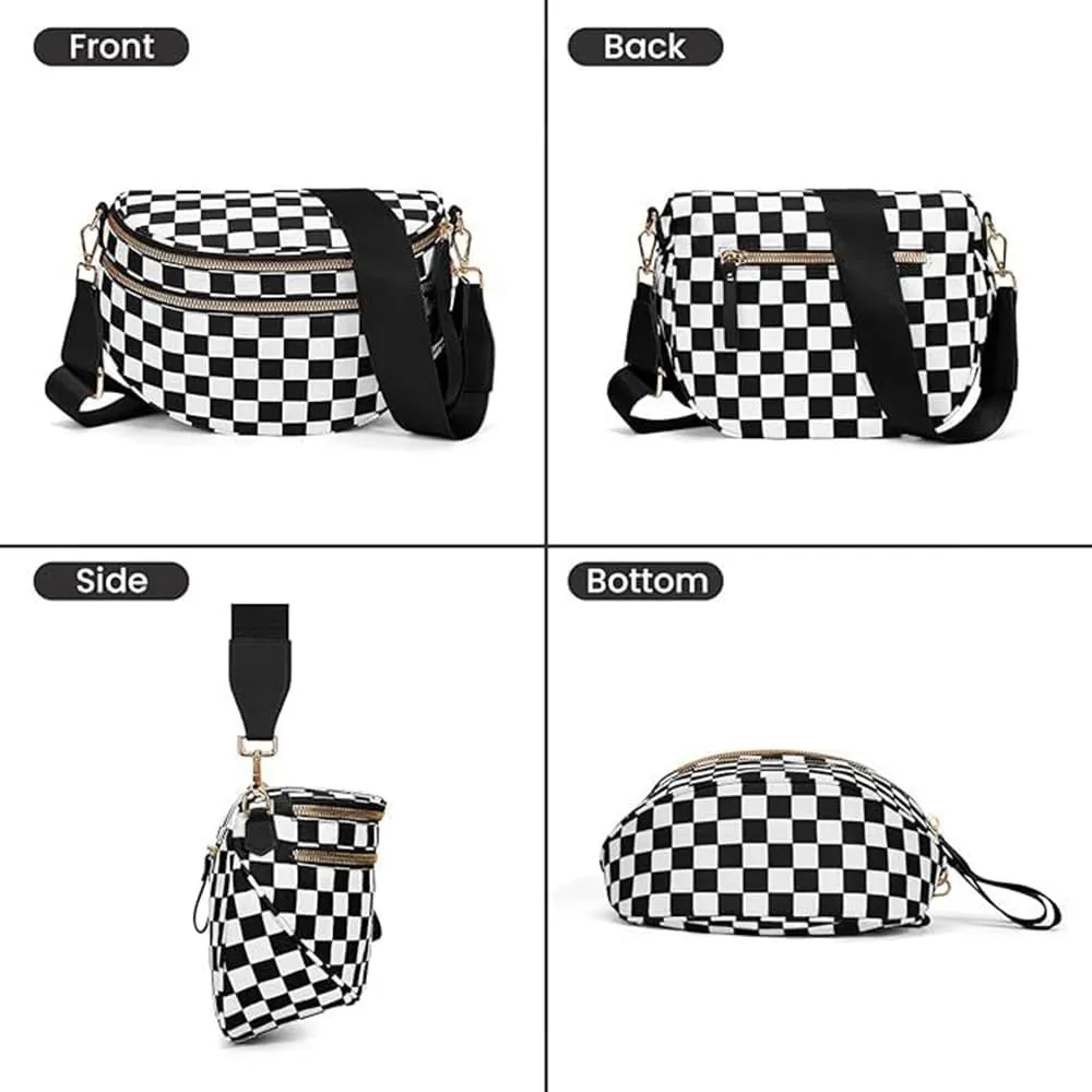 Checkered Crossbody Bag Large Capacity Shoulder Bag for Women 2025 New Checkered Purse Plaid Womens Cross Body Purses