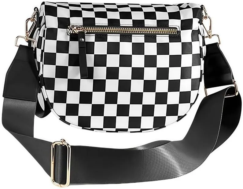 Checkered Crossbody Bag Large Capacity Shoulder Bag for Women 2025 New Checkered Purse Plaid Womens Cross Body Purses