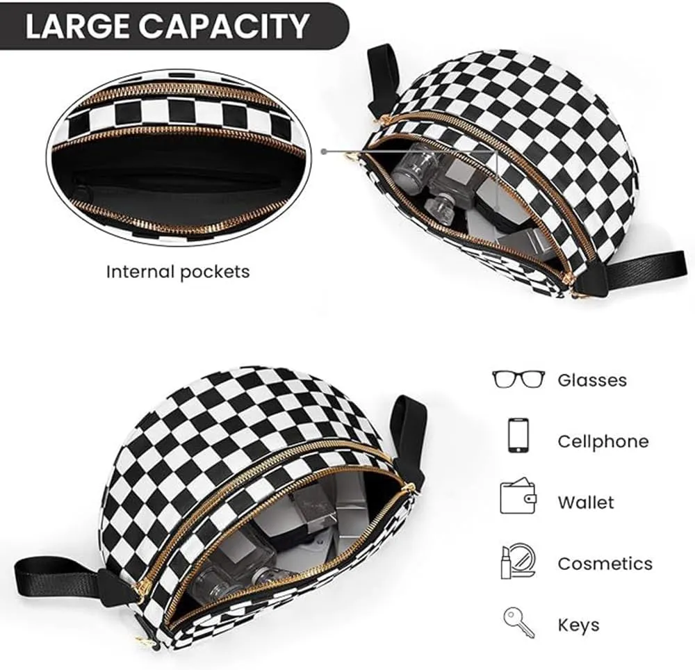 Checkered Crossbody Bag Large Capacity Shoulder Bag for Women 2025 New Checkered Purse Plaid Womens Cross Body Purses